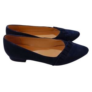 Talbots‎ Shoes Blue Suede Flats Low Heel 8.5 Pointed Toe Slip On Career Event